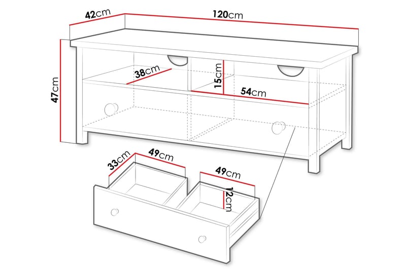 Storys Gulvstående TV-benk 120 cm med Oppbevaring i Malt Tre - Hvit - Møbler - TV- & Mediamøbler - TV benk & mediabenk