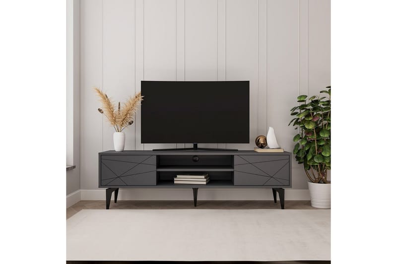 Sudama TV-benk 160 cm - Antrasitt - Møbler - TV- & Mediamøbler - TV benk & mediabenk