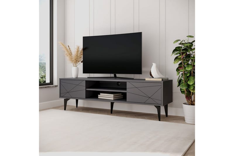 Sudama TV-benk 160 cm - Antrasitt - Møbler - TV- & Mediamøbler - TV benk & mediabenk