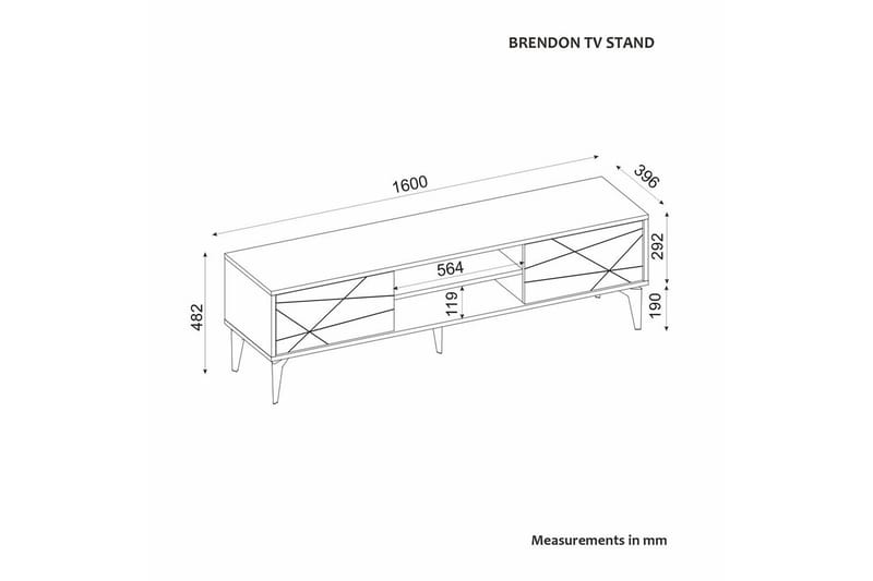 Sudama TV-benk 160 cm - Antrasitt - Møbler - TV- & Mediamøbler - TV benk & mediabenk