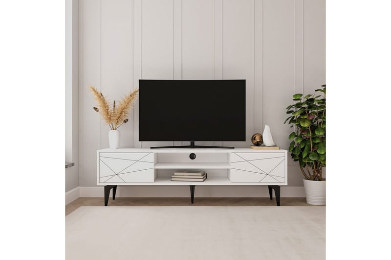 Sudama TV-benk 160 cm - Hvit - Møbler - TV- & Mediamøbler - TV benk & mediabenk