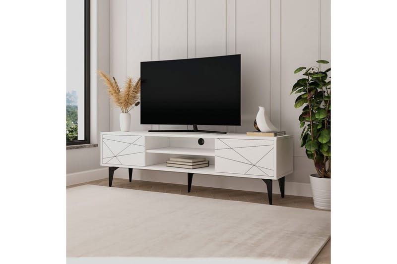 Sudama TV-benk 160 cm - Hvit - Møbler - TV- & Mediamøbler - TV benk & mediabenk