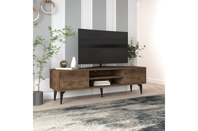 Sudama TV-benk 160 cm - Mørkfarget tre - Møbler - TV- & Mediamøbler - TV benk & mediabenk