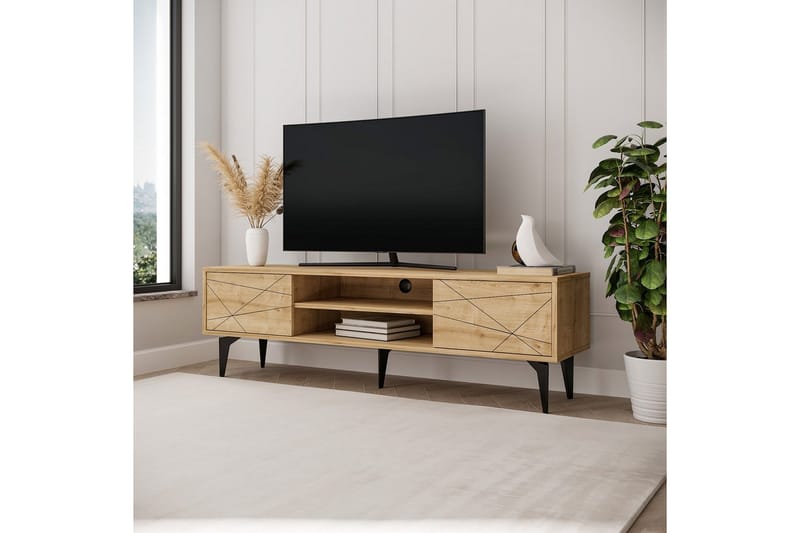 Sudama TV-benk 160 cm - Mellomfarget tre - Møbler - TV- & Mediamøbler - TV benk & mediabenk