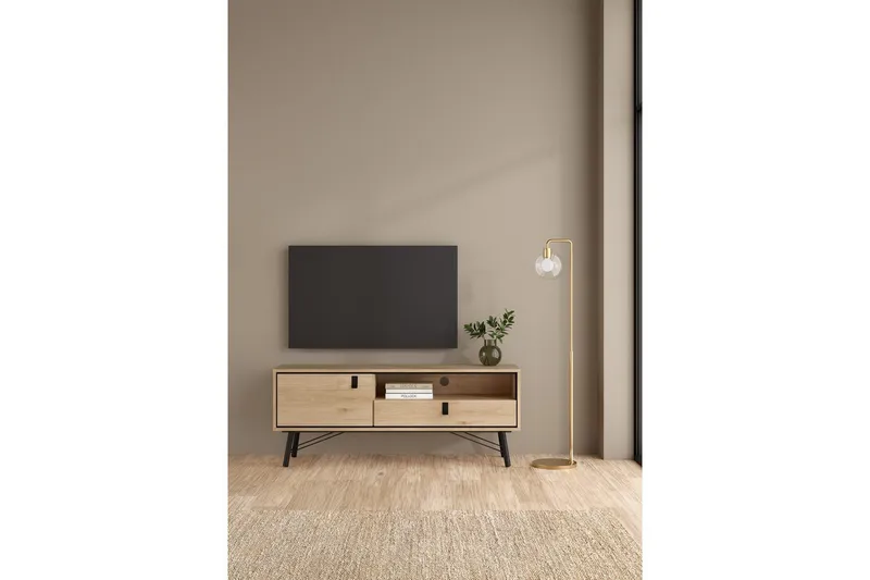 Tadami Gulvstående TV-benk 150 cm med Oppbevaring i Lyst Tre - Lysebrun - Møbler - TV- & Mediamøbler - TV benk & mediabenk