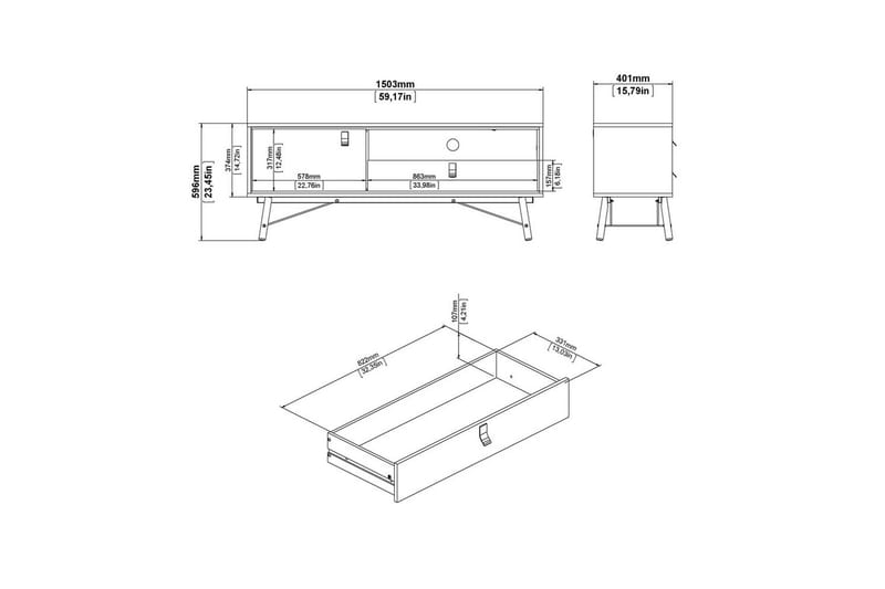 Tadami TV-benk 150 cm - Natur - Møbler - TV- & Mediamøbler - TV benk & mediabenk