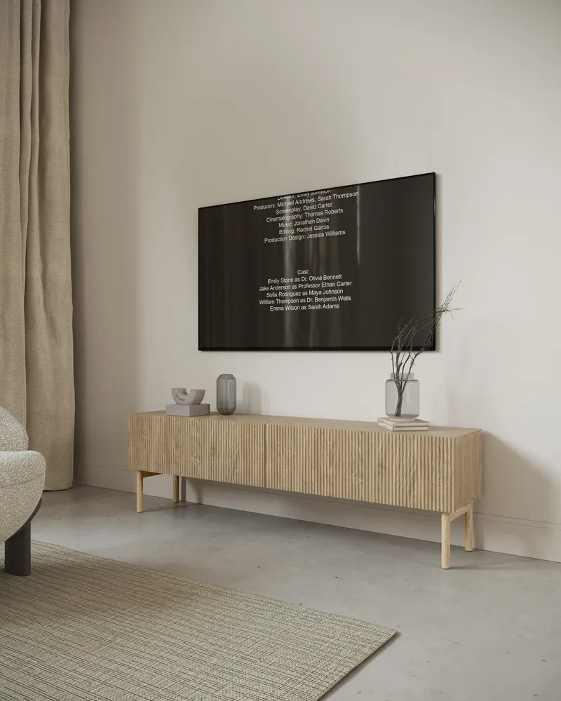 Takayo Gulvstående TV-benk 175 cm med Oppbevaring i Eik - Beige - Møbler - TV- & Mediamøbler - TV benk & mediabenk