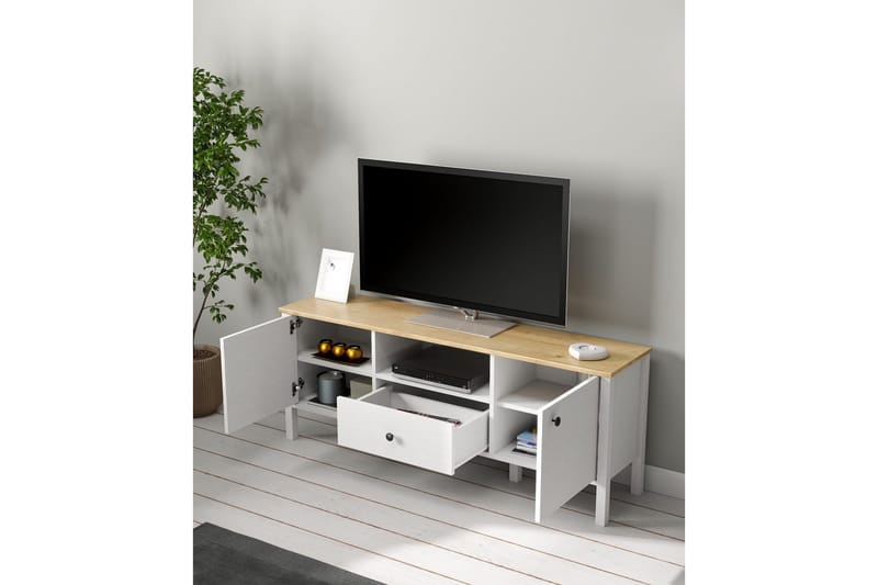 Talan TV-benk 150 cm - Natur/Hvit - Møbler - TV- & Mediamøbler - TV benk & mediabenk