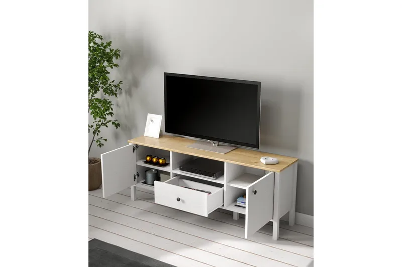 Talan TV-benk 150 cm - Natur/Hvit - Møbler - TV- & Mediamøbler - TV benk & mediabenk