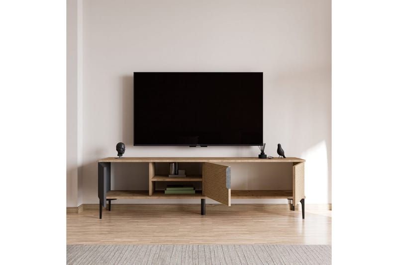 Tarz TV-benk 180 cm - Mellomfarget tre/Antrasitt - Møbler - TV- & Mediamøbler - TV benk & mediabenk
