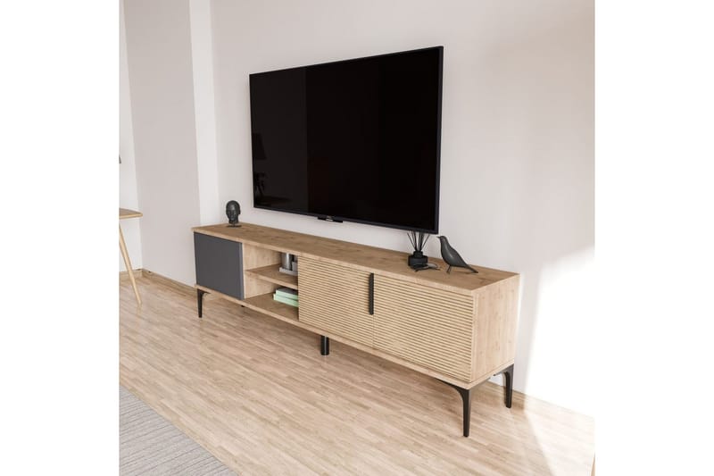 Tarz TV-benk 180 cm - Mellomfarget tre/Antrasitt - Møbler - TV- & Mediamøbler - TV benk & mediabenk