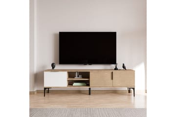 Tarz TV-benk 180 cm - Mellomfarget tre/Hvit - Møbler - TV- & Mediamøbler - TV benk & mediabenk