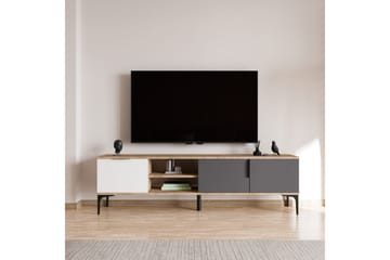 Tarz TV-benk 180 cm - Mellomfarget tre/Hvit/Antrasitt - Møbler - TV- & Mediamøbler - TV benk & mediabenk