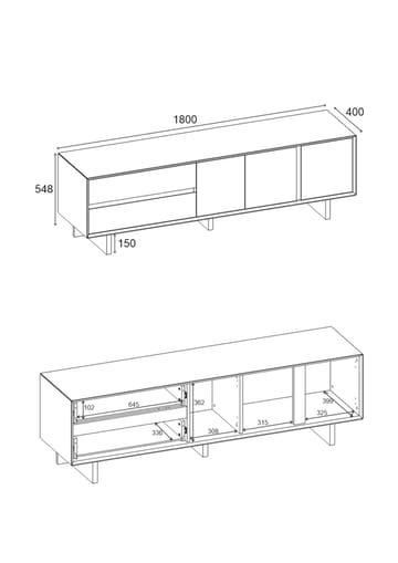 Tavon TV-benk 180x55x45 cm - Naturlig eik - Møbler - TV- & Mediamøbler - TV benk & mediabenk