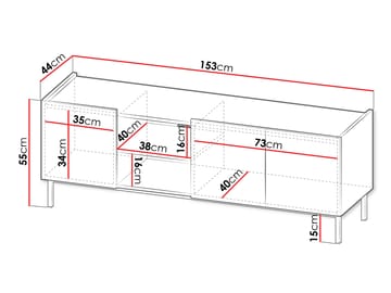 Tavrin TV-benk 153 cm - Svart - Møbler - TV- & Mediamøbler - TV benk & mediabenk