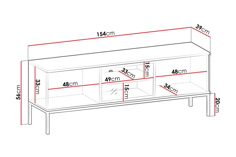 Tenorio Tv-bänk 154 cm - Beige - Møbler - TV- & Mediamøbler - TV benk & mediabenk