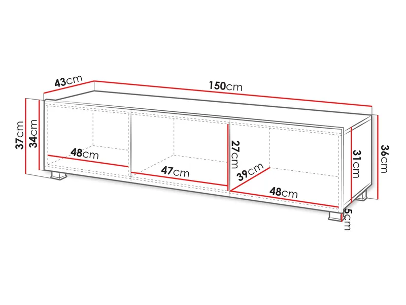 Tessan TV-benk 150 cm - brun - Møbler - TV- & Mediamøbler - TV benk & mediabenk
