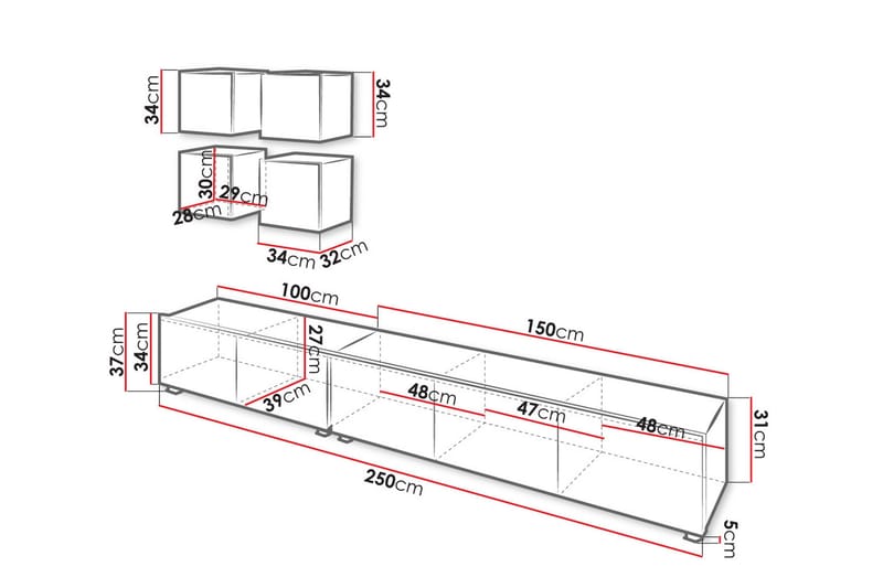 Tessan TV-møbelsett - Hvit - Møbler - TV- & Mediamøbler - TV-møbelsett
