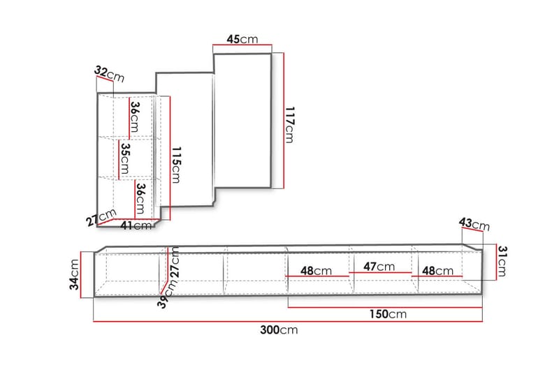 Tessan TV-møbelsett - Svart / Hvit - Møbler - TV- & Mediamøbler - TV-møbelsett