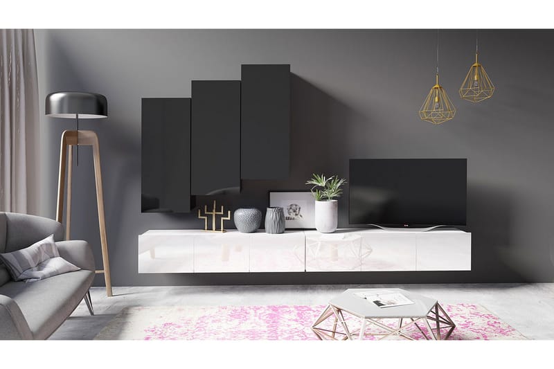 Tessan TV-møbelsett - Svart / Hvit - Møbler - TV- & Mediamøbler - TV-møbelsett