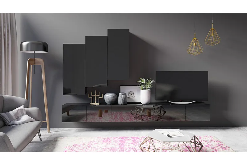 Tessan TV-møbelsett - Svart - Møbler - TV- & Mediamøbler - TV-møbelsett