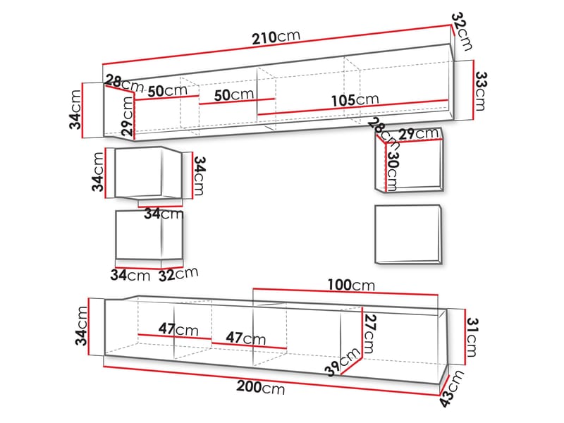 Tessan TV-veggseksjon - brun - Møbler - TV- & Mediamøbler - TV-møbelsett