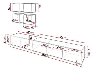 Tessan TV-veggseksjon - brun - Møbler - TV- & Mediamøbler - TV-møbelsett