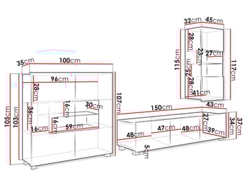 Tessan TV-veggseksjon - brun - Møbler - TV- & Mediamøbler - TV-møbelsett