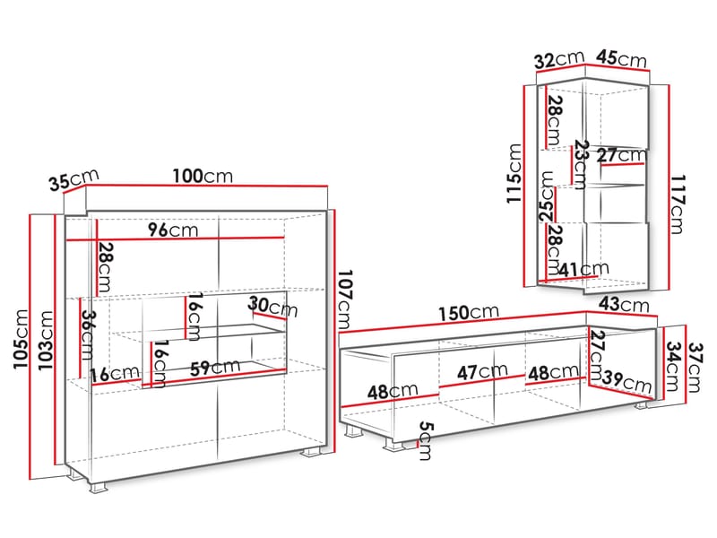 Tessan TV-veggseksjon - brun - Møbler - TV- & Mediamøbler - TV-møbelsett