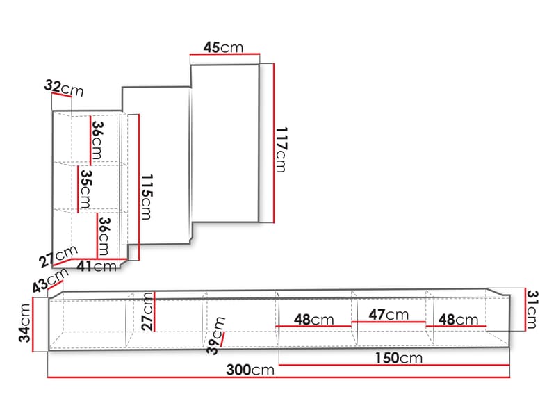 Tessan TV-veggseksjon - brun - Møbler - TV- & Mediamøbler - TV-møbelsett