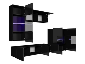 Tessan TV-veggseksjon med LED-belysning - blå - Møbler - TV- & Mediamøbler - TV-møbelsett