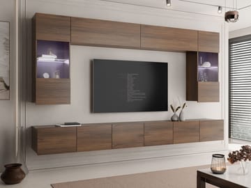 Tessan TV-veggseksjon med LED-belysning - blå - Møbler - TV- & Mediamøbler - TV-møbelsett