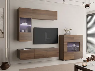 Tessan TV-veggseksjon med LED-belysning - blå - Møbler - TV- & Mediamøbler - TV-møbelsett