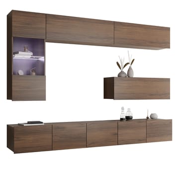 Tessan TV-veggseksjon med LED-belysning - brun - Møbler - TV- & Mediamøbler - TV-møbelsett