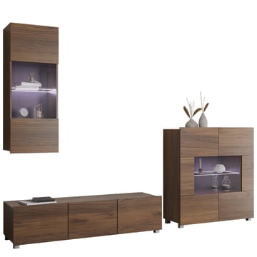 Tessan TV-veggseksjon med LED-belysning - brun - Møbler - TV- & Mediamøbler - TV-møbelsett