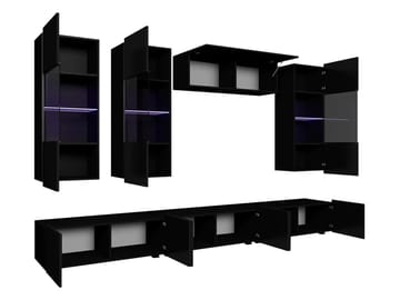 Tessan TV-veggseksjon med LED-belysning - brun - Møbler - TV- & Mediamøbler - TV-møbelsett