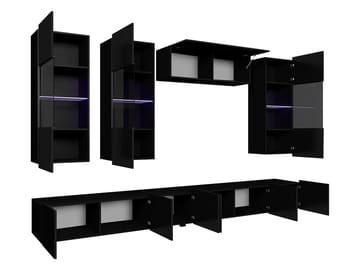 Tessan TV-veggseksjon med LED-belysning - brun - Møbler - TV- & Mediamøbler - TV-møbelsett