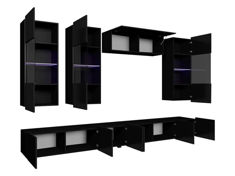 Tessan TV-veggseksjon med LED-belysning - brun - Møbler - TV- & Mediamøbler - TV-møbelsett