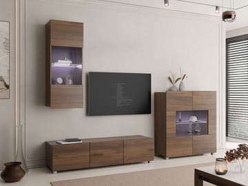 Tessan TV-veggseksjon med LED-belysning - brun - Møbler - TV- & Mediamøbler - TV-møbelsett