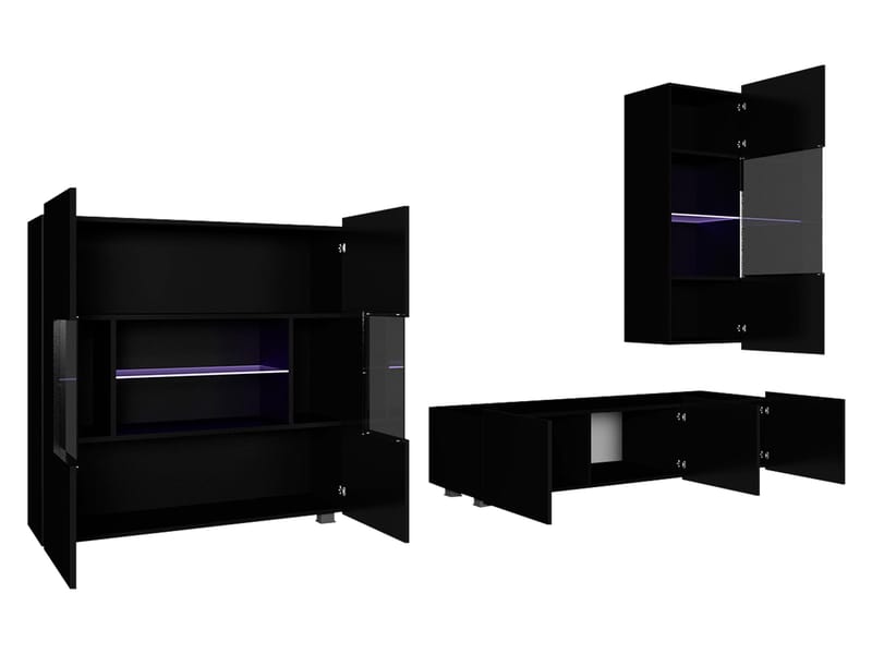 Tessan TV-veggseksjon med LED-belysning - brun - Møbler - TV- & Mediamøbler - TV-møbelsett