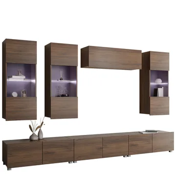 Tessan TV-veggseksjon med LED-belysning - brun - Møbler - TV- & Mediamøbler - TV-møbelsett