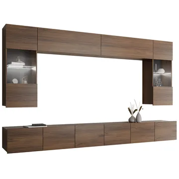 Tessan TV-veggseksjon med LED-belysning - hvit - Møbler - TV- & Mediamøbler - TV-møbelsett