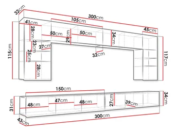 Tessan TV-veggseksjon med LED-belysning - hvit - Møbler - TV- & Mediamøbler - TV-møbelsett
