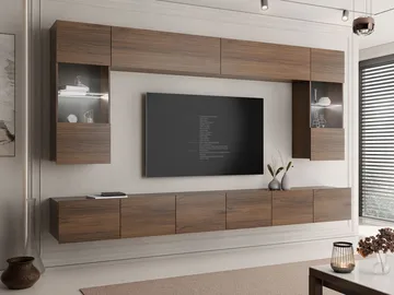 Tessan TV-veggseksjon med LED-belysning - hvit - Møbler - TV- & Mediamøbler - TV-møbelsett