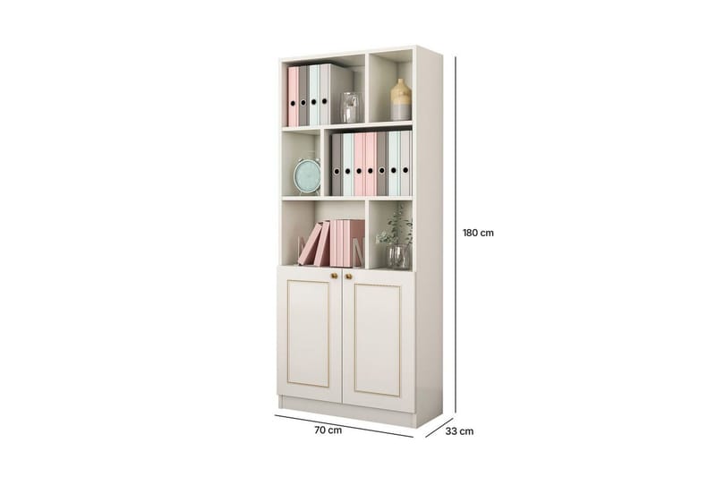 Thyrel Bokhylle 70 cm i Malt Tre - Hvit - Oppbevaring - Hylle - Bokhylle