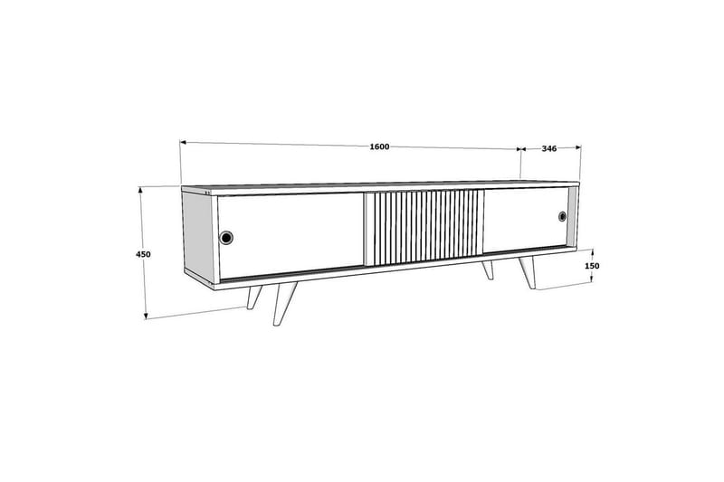 Ticoman TV-benk 160 cm - Mellomfarget tre/Antrasitt - Møbler - TV- & Mediamøbler - TV benk & mediabenk