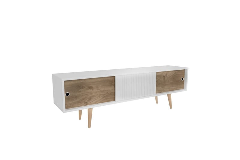 Ticoman TV-benk 160 cm - Mellomfarget tre/Hvit - Møbler - TV- & Mediamøbler - TV benk & mediabenk