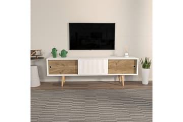 Ticoman TV-benk 160 cm - Mellomfarget tre/Hvit - Møbler - TV- & Mediamøbler - TV benk & mediabenk