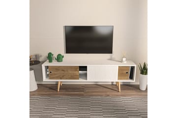 Ticoman TV-benk 160 cm - Mellomfarget tre/Hvit - Møbler - TV- & Mediamøbler - TV benk & mediabenk