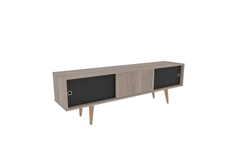 Ticoman TV-benk 160 cm - Svart/Mellomfarget tre - Møbler - TV- & Mediamøbler - TV benk & mediabenk